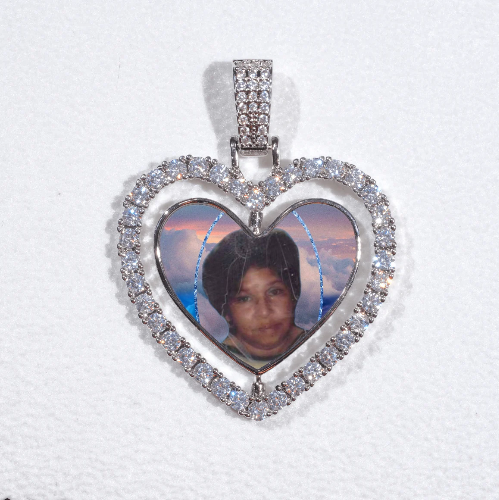 3D Spinning 2-Faced Heart Custom Picture Pendant
