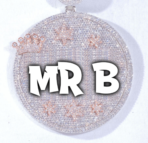 CUSTOM LETTER NECKLACE 3D BIG CROWN DISC