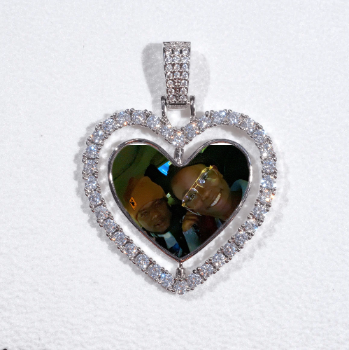 3D Spinning 2-Faced Heart Custom Picture Pendant