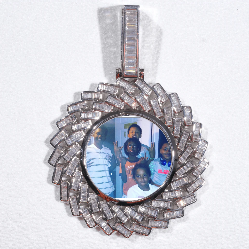 Large 3D Baguette Custom Picture Pendant