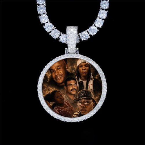 925S & VVS Moissanite 3D Circle Custom Picture Pendant