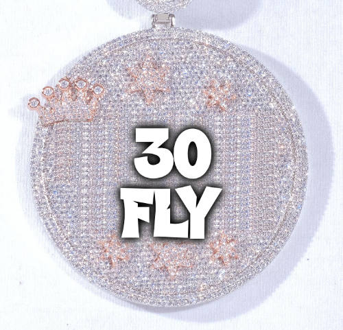 CUSTOM LETTER NECKLACE 3D BIG CROWN DISC
