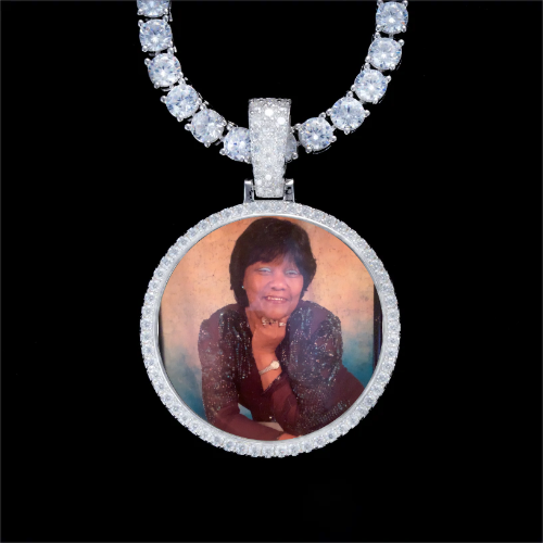 925S & VVS Moissanite 3D Circle Custom Picture Pendant