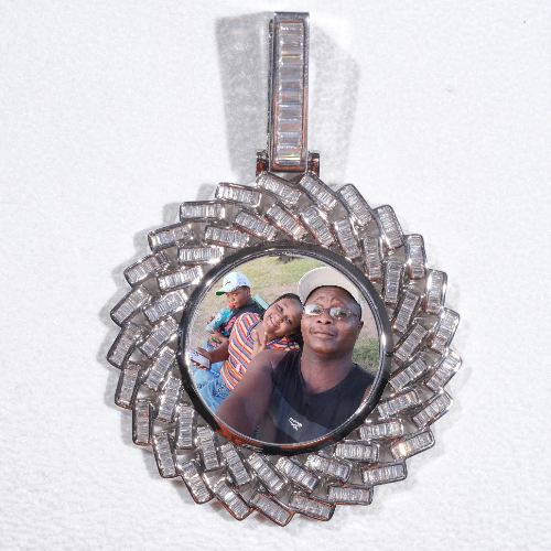 Large 3D Baguette Custom Picture Pendant