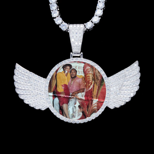 925S & VVS Moissanite 3D Wing Custom Picture Pendant