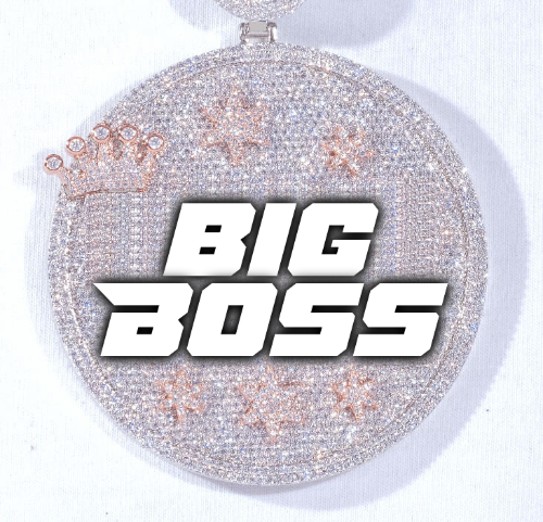 CUSTOM LETTER NECKLACE 3D BIG CROWN DISC