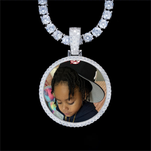 925S & VVS Moissanite 3D Circle Custom Picture Pendant
