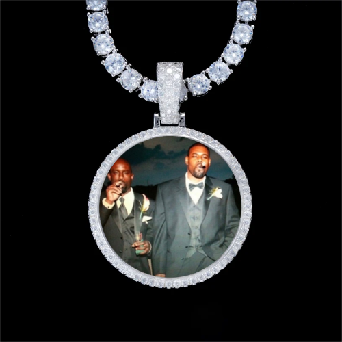 925S & VVS Moissanite 3D Circle Custom Picture Pendant