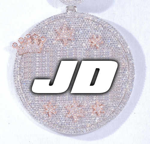 CUSTOM LETTER NECKLACE 3D BIG CROWN DISC