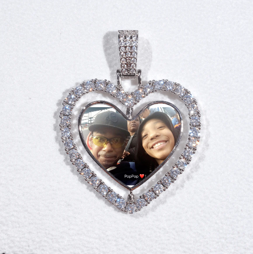 3D Spinning 2-Faced Heart Custom Picture Pendant
