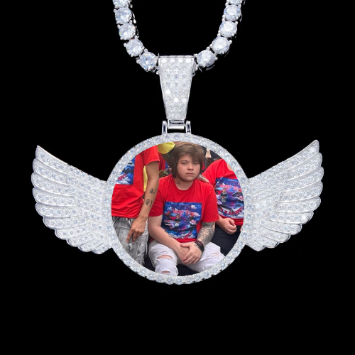 925S & VVS Moissanite 3D Wing Custom Picture Pendant