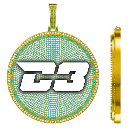 CUSTOM LETTER NECKLACE 3D BIG DISC