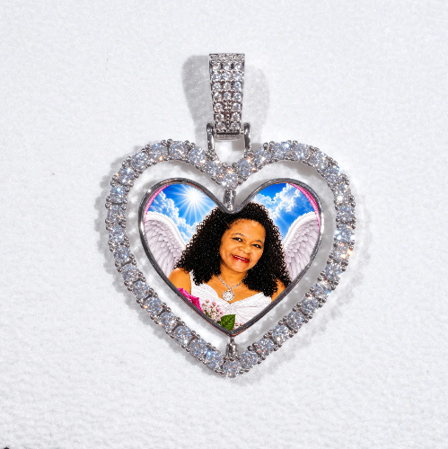 3D Spinning 2-Faced Heart Custom Picture Pendant