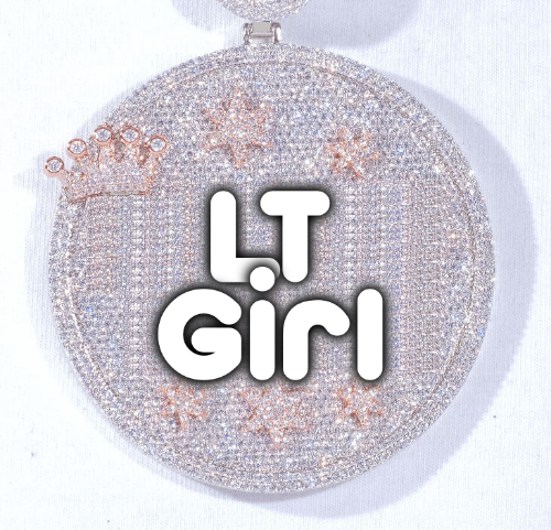 CUSTOM LETTER NECKLACE 3D BIG CROWN DISC