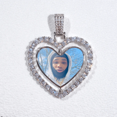 3D Spinning 2-Faced Heart Custom Picture Pendant