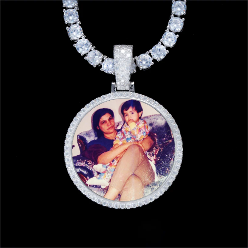 925S & VVS Moissanite 3D Circle Custom Picture Pendant