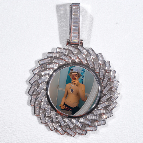Large 3D Baguette Custom Picture Pendant