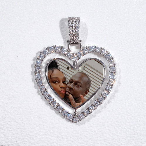 3D Spinning 2-Faced Heart Custom Picture Pendant