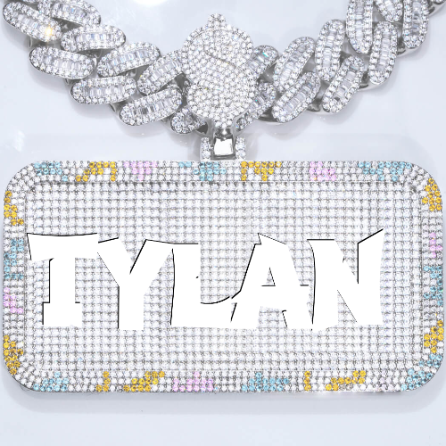 CUSTOM LETTER NECKLACE 3D COLORFUL SQUARE