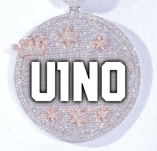 CUSTOM LETTER NECKLACE 3D BIG CROWN DISC