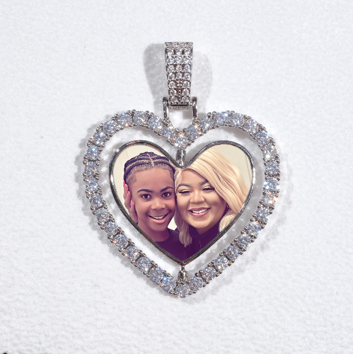 3D Spinning 2-Faced Heart Custom Picture Pendant