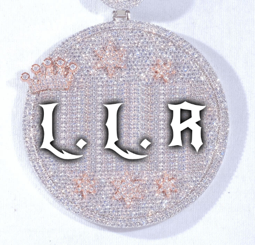 CUSTOM LETTER NECKLACE 3D BIG CROWN DISC