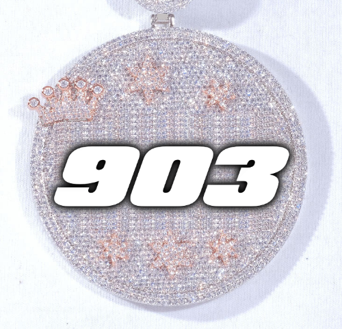 CUSTOM LETTER NECKLACE 3D BIG CROWN DISC