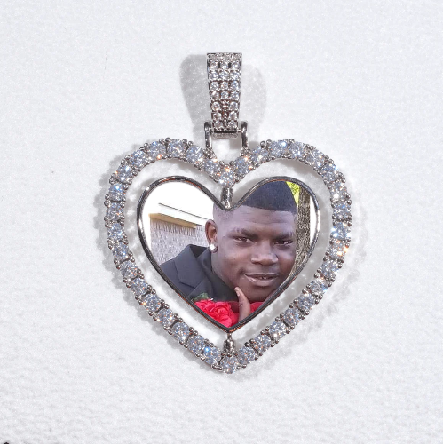 3D Spinning 2-Faced Heart Custom Picture Pendant