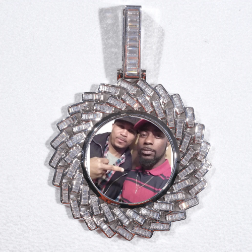 Large 3D Baguette Custom Picture Pendant
