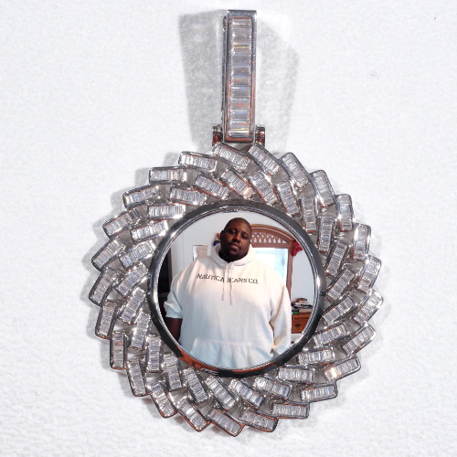 Large 3D Baguette Custom Picture Pendant