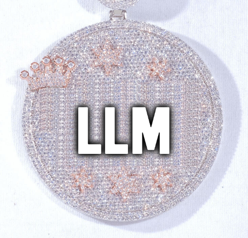CUSTOM LETTER NECKLACE 3D BIG CROWN DISC