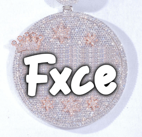 CUSTOM LETTER NECKLACE 3D BIG CROWN DISC