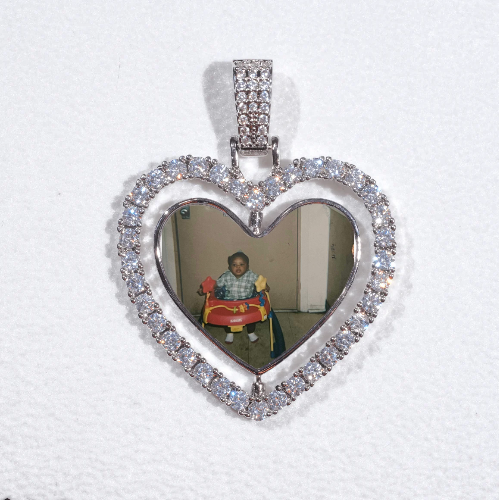 3D Spinning 2-Faced Heart Custom Picture Pendant