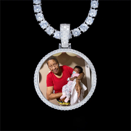 925S & VVS Moissanite 3D Circle Custom Picture Pendant
