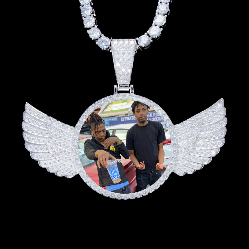 925S & VVS Moissanite 3D Wing Custom Picture Pendant