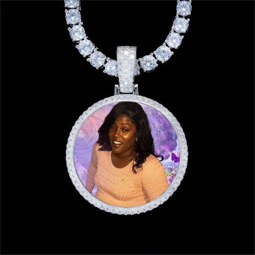 925S & VVS Moissanite 3D Circle Custom Picture Pendant