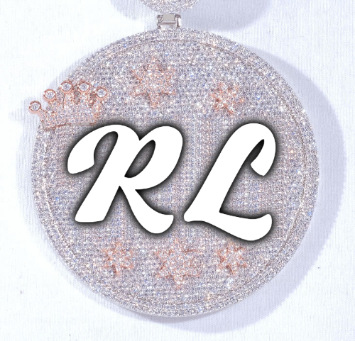 CUSTOM LETTER NECKLACE 3D BIG CROWN DISC
