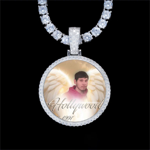 925S & VVS Moissanite 3D Circle Custom Picture Pendant
