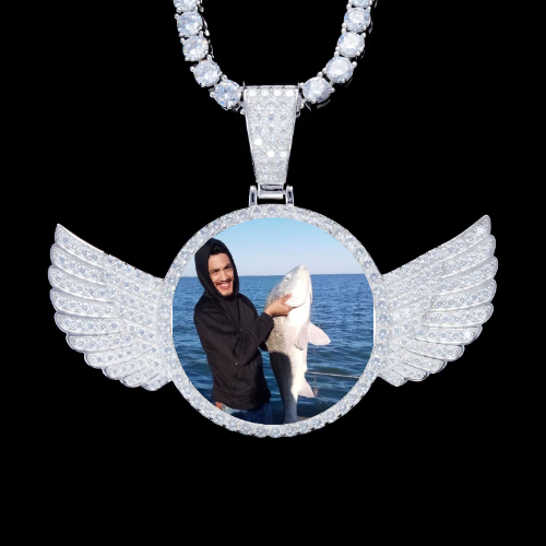 925S & VVS Moissanite 3D Wing Custom Picture Pendant