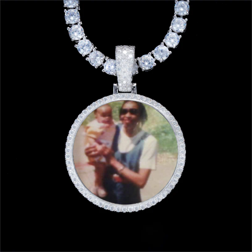 925S & VVS Moissanite 3D Circle Custom Picture Pendant