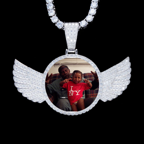 925S & VVS Moissanite 3D Wing Custom Picture Pendant