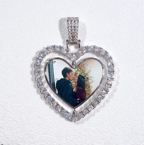 3D Spinning 2-Faced Heart Custom Picture Pendant