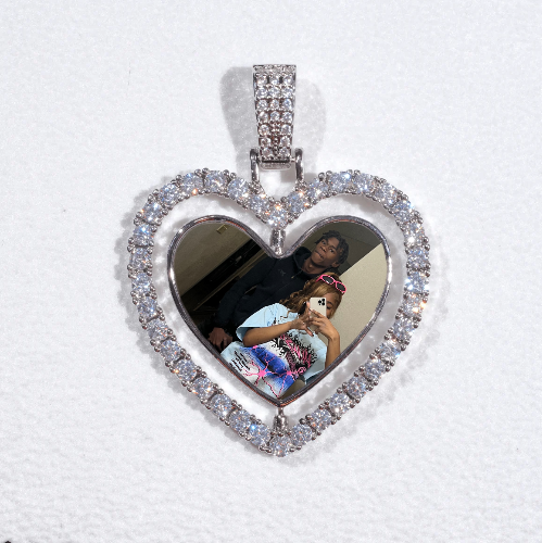 3D Spinning 2-Faced Heart Custom Picture Pendant