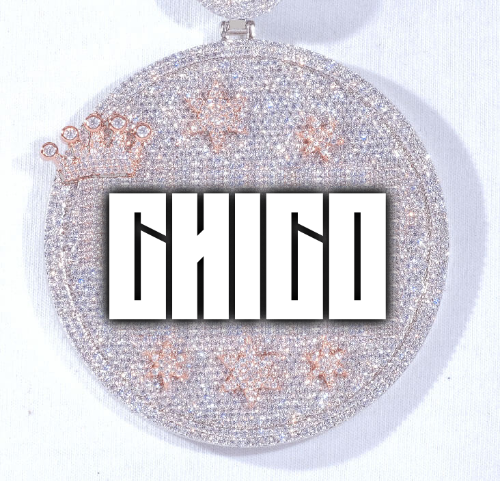 CUSTOM LETTER NECKLACE 3D BIG CROWN DISC