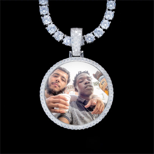 925S & VVS Moissanite 3D Circle Custom Picture Pendant