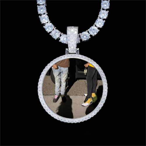 925S & VVS Moissanite 3D Circle Custom Picture Pendant
