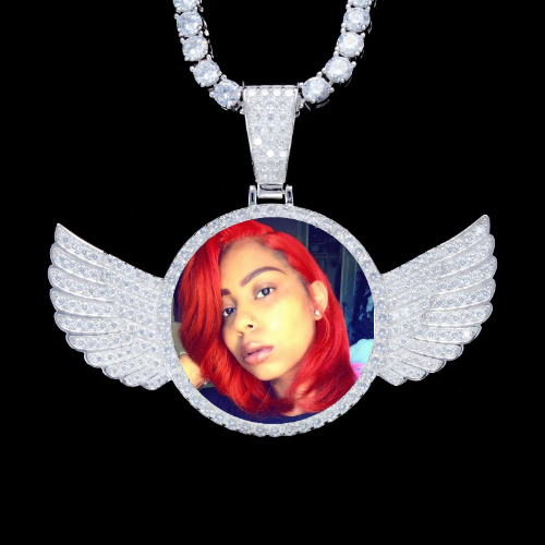 925S & VVS Moissanite 3D Wing Custom Picture Pendant