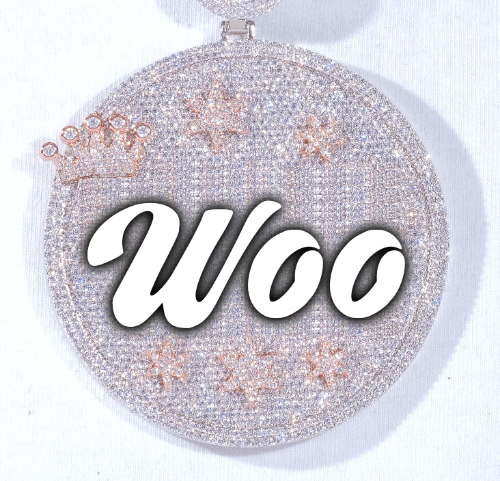 CUSTOM LETTER NECKLACE 3D BIG CROWN DISC