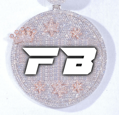 CUSTOM LETTER NECKLACE 3D BIG CROWN DISC