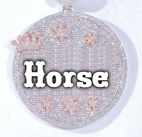 CUSTOM LETTER NECKLACE 3D BIG CROWN DISC
